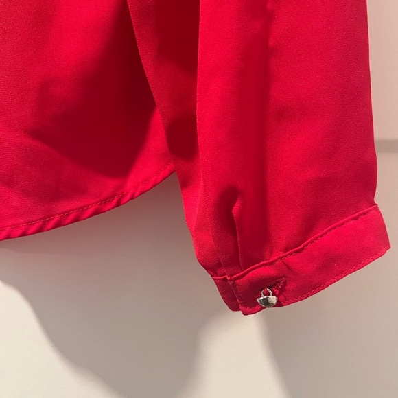 Candie's Red Embellished Long Sleeve Blouse with Mandarin Collar - Picture 6 of 6